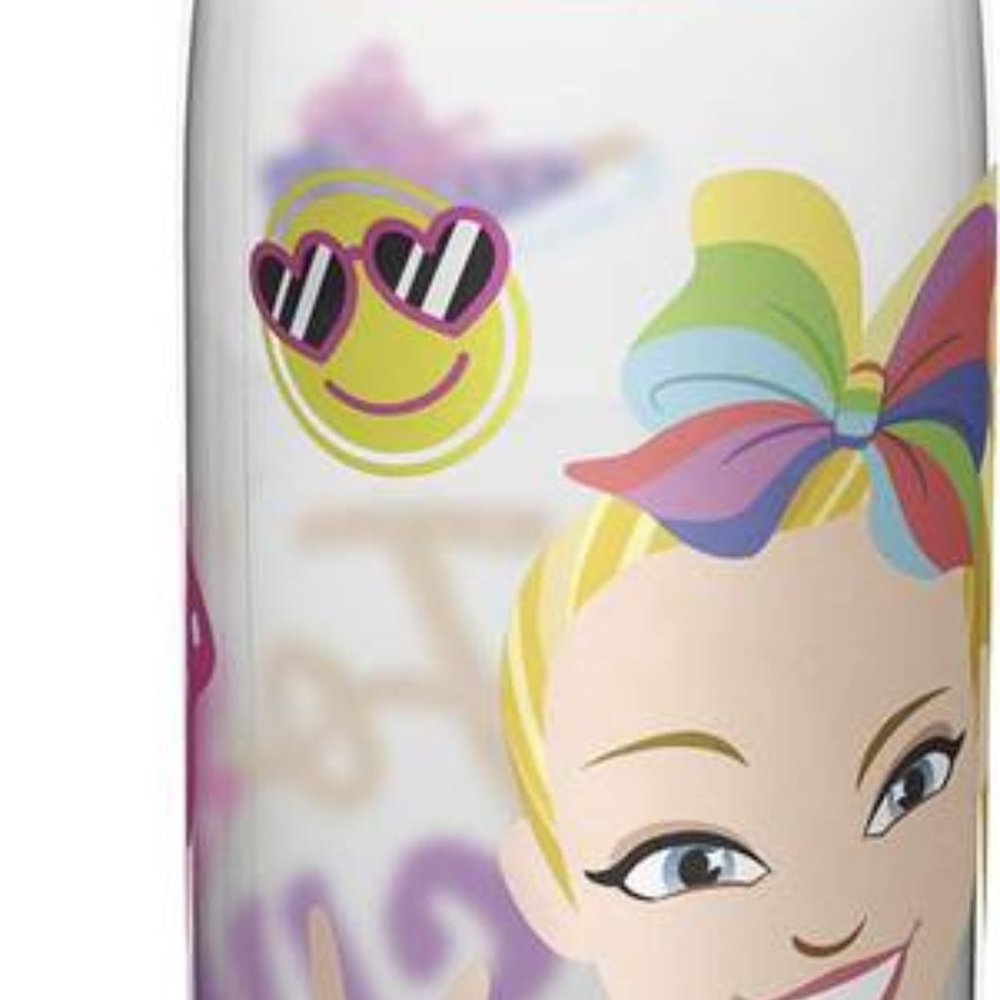 Zak Designs Jojo Siwa Kids Water Bottle with Straw and Built in Carrying Loop,